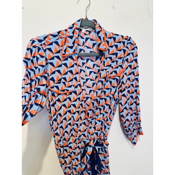 DOANE VON FURSTENBERG Women's Multicolored Geometric Print Ana Wrap Dress Size 8 - Picture 7 of 13